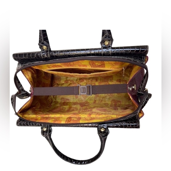 Samantha Brown Croc-Embossed Dowel Carry On Travel Bag Weekender Tote Wine/Brown - Picture 8 of 8